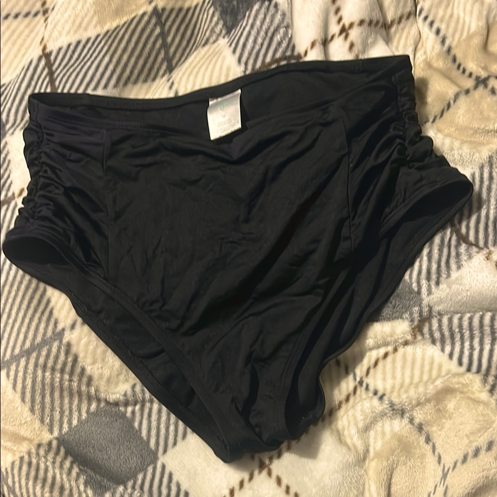 Black High-Waisted Swim Bottoms